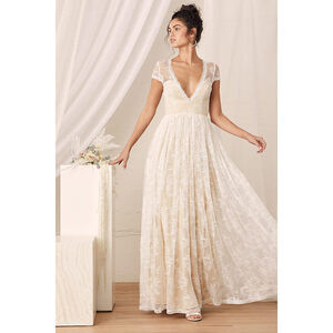 Lulu's Cream Lace Maxi Dress